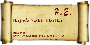 Hajnáczki Etelka névjegykártya